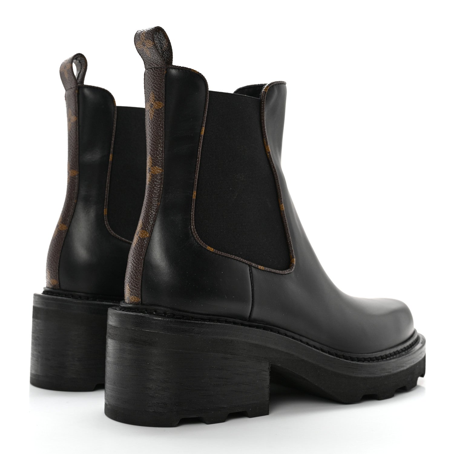 Louis Vuitton Calfskin Monogram Beaubourg Ankle Boots 39 Black 4 of 11