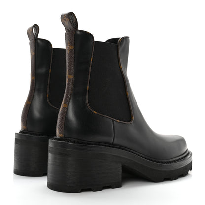 Louis Vuitton Calfskin Monogram Beaubourg Ankle Boots 39 Black 4 of 11