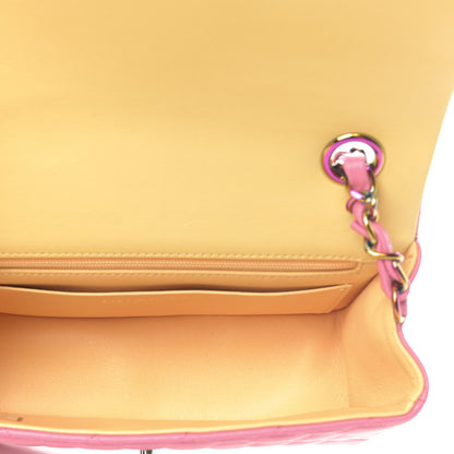 Chanel Lambskin Quilted Mini Rectangular Flap Pink Yellow 5 of 10