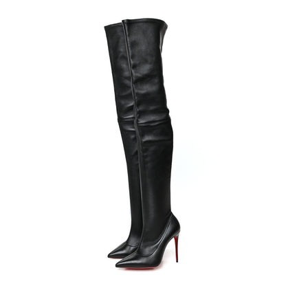 Christian Louboutin Calfskin Kate 100 Over the Knee Boots 37 Black 3 of 7
