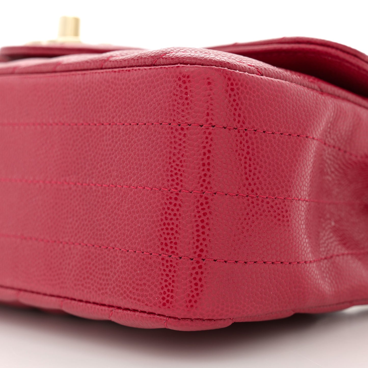 Caviar Chevron Quilted Mini Rectangular Flap Dark Red