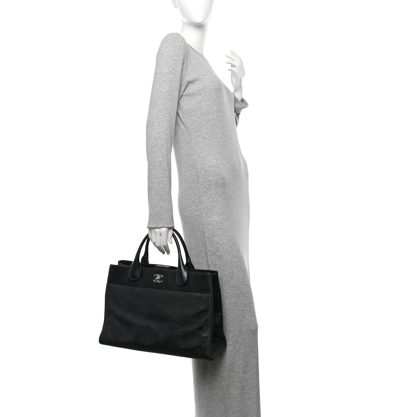 Caviar Medium Cerf Executive Shopper Tote Black