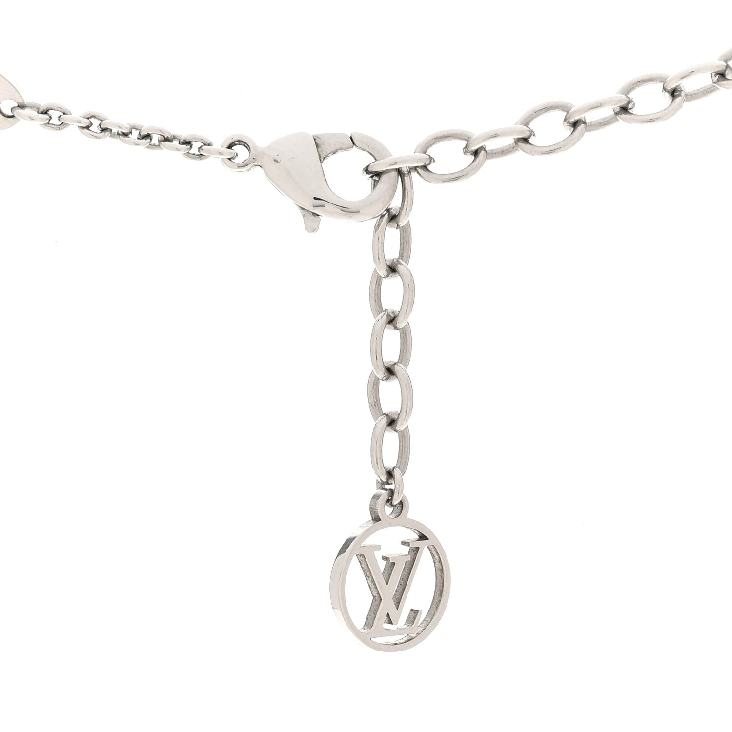 Louis Vuitton Metal Crystal LV Iconic Necklace Silver 7 of 7