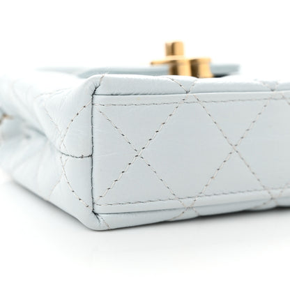 Chanel Shiny Aged Calfskin Quilted Mini Nano Kelly Shopper Light Blue 9 of 10