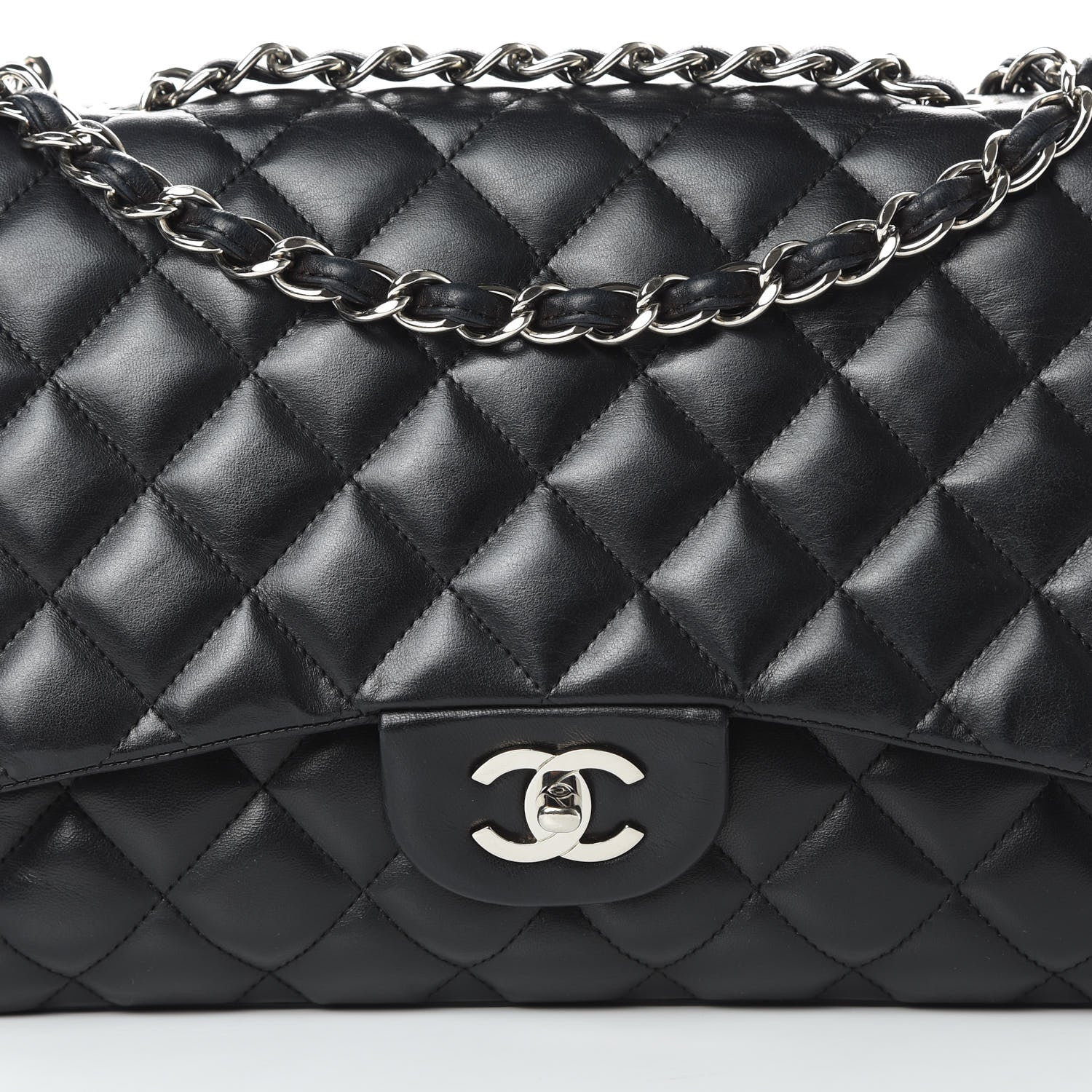 Chanel Lambskin Quilted Jumbo Single Flap Black 9 of 15