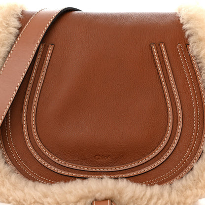 Chloe Calfskin Shearling Medium Marcie Saddle Bag Bag Tan 9 of 13