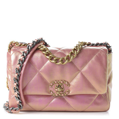 Chanel Iridescent Calfskin Quilted Medium 19 Flap Pink 1 of 10