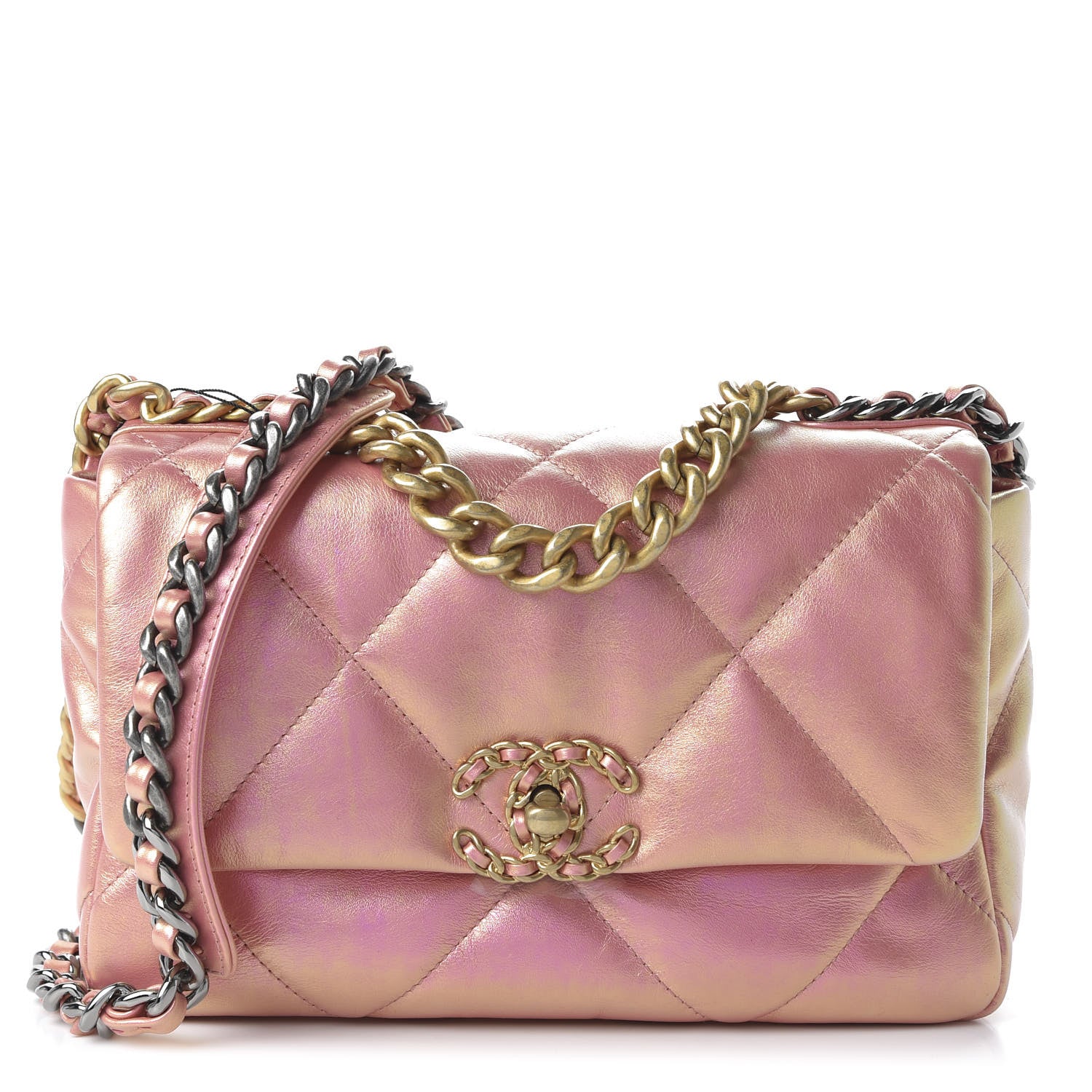 Chanel Iridescent Calfskin Quilted Medium Chanel 19 Flap Pink 1 of 10