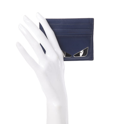 Fendi Vitello Century Monster Eyes Card Holder Blue Carbone 2 of 7