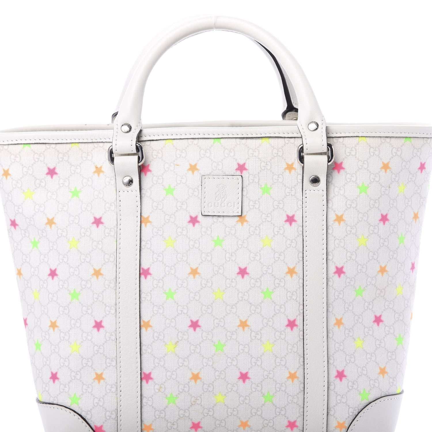 Gucci GG Supreme Monogram Stars Childrens Tote White 7 of 13