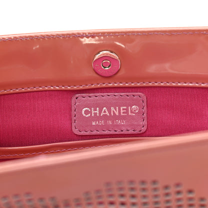 Chanel PVC Patent Calfskin Perforated CC Clutch Pink 7 of 11