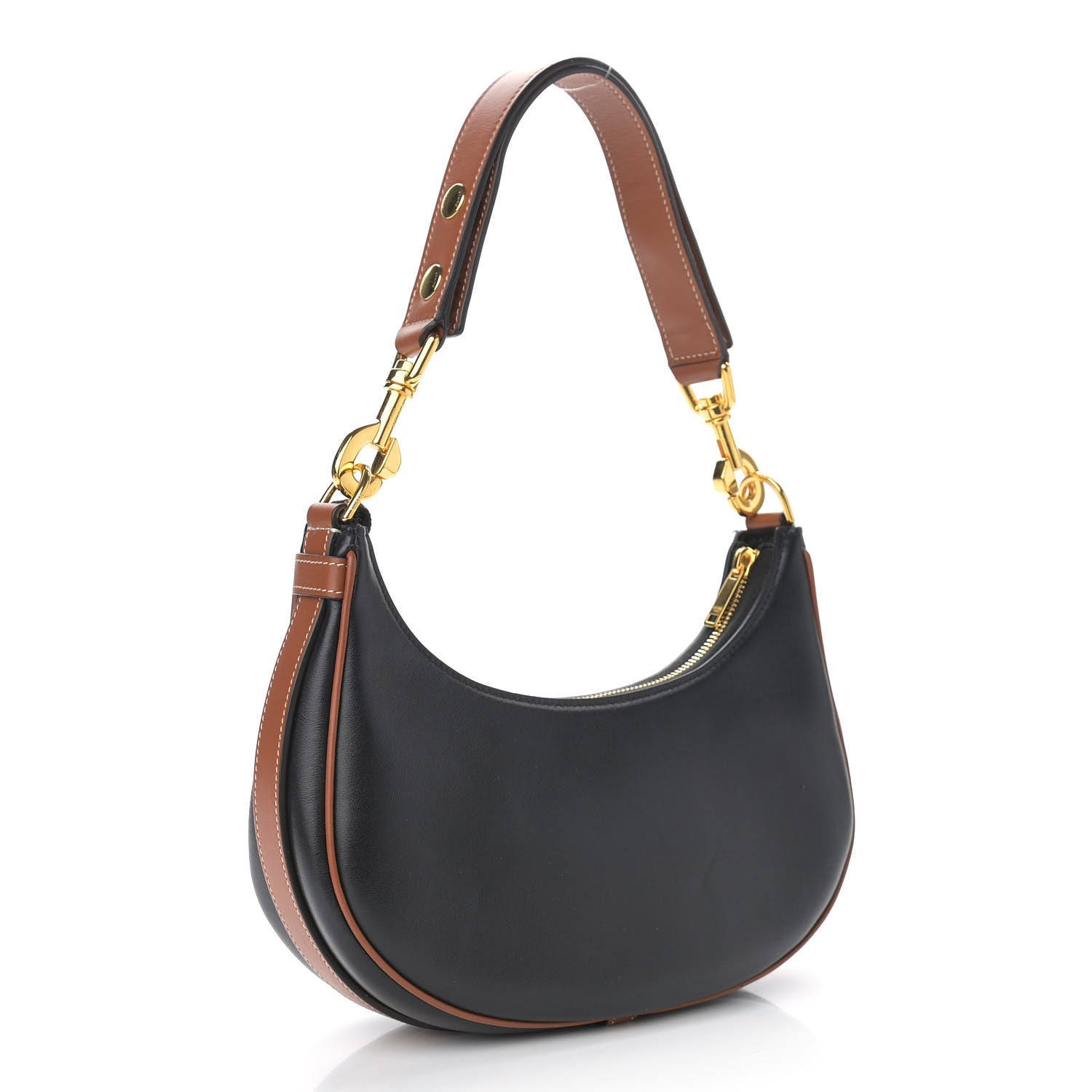 Celine Smooth Calfskin Medium Strap Ava Shoulder Bag Black Tan 3 of 10