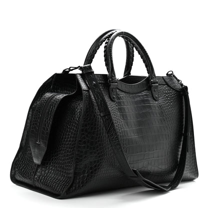 Balenciaga Semi Matte Calfskin Crocodile Embossed Neo Classic Black Hardware Large City Black 3 of 10