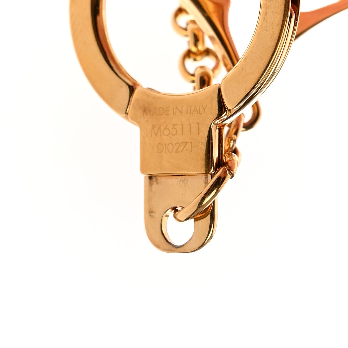 Brass Enamel Fleur De Monogram Bag Charm Chain Gold