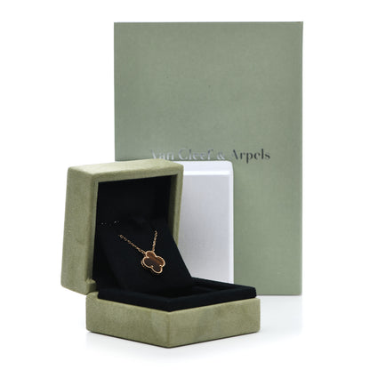 Van Cleef & Arpels 18K Yellow Gold Tiger Eye Vintage Alhambra Pendant Necklace 6 of 6