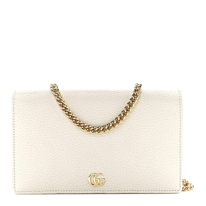 Gucci Dollar Calfskin Mini GG Marmont Chain Wallet Mystic White 1 of 12