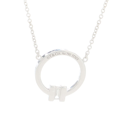 Tiffany 18K White Gold Diamond Tiffany T Baguette Pendant Necklace 5 of 6