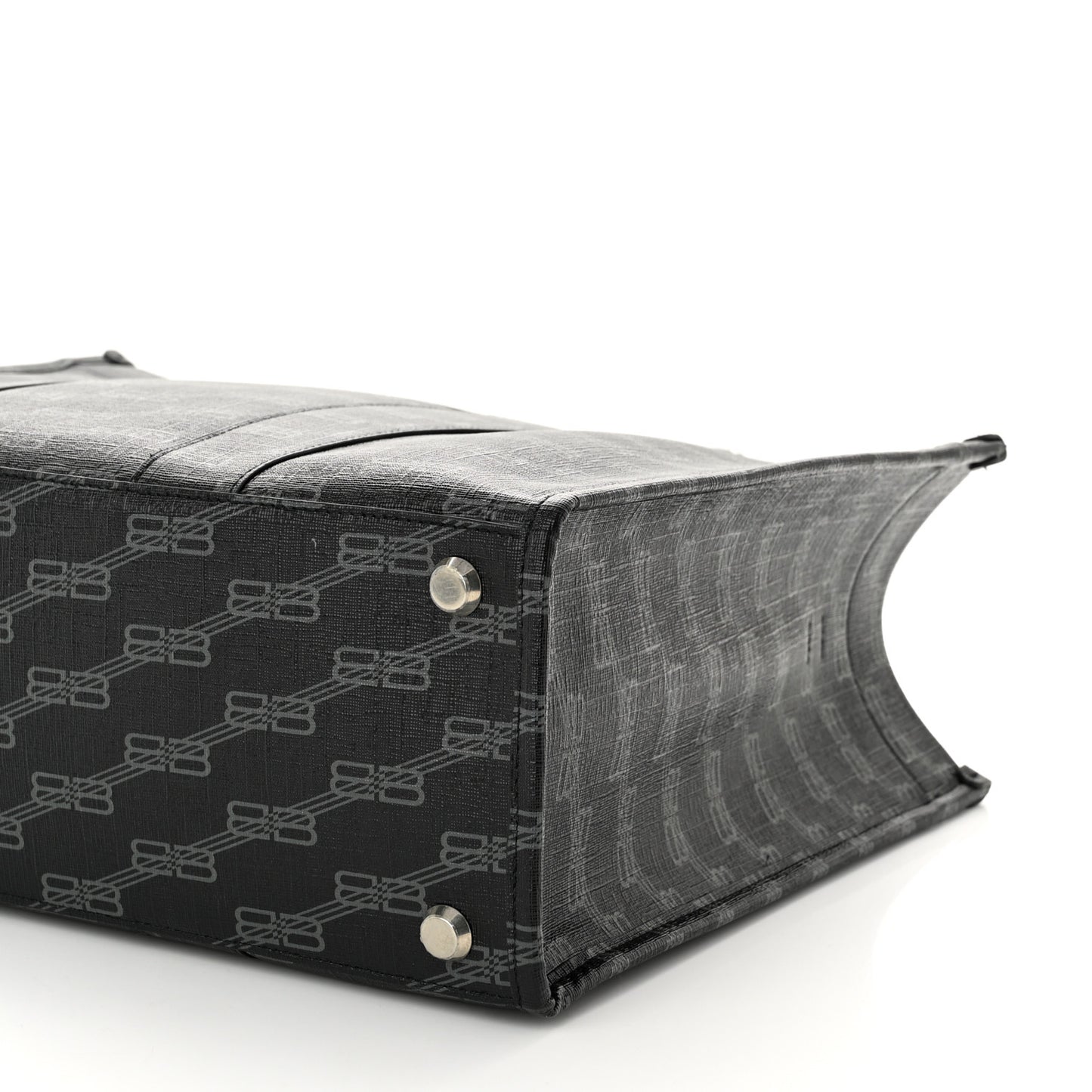 Coated Canvas BB Monogram Hardware Tote Black White