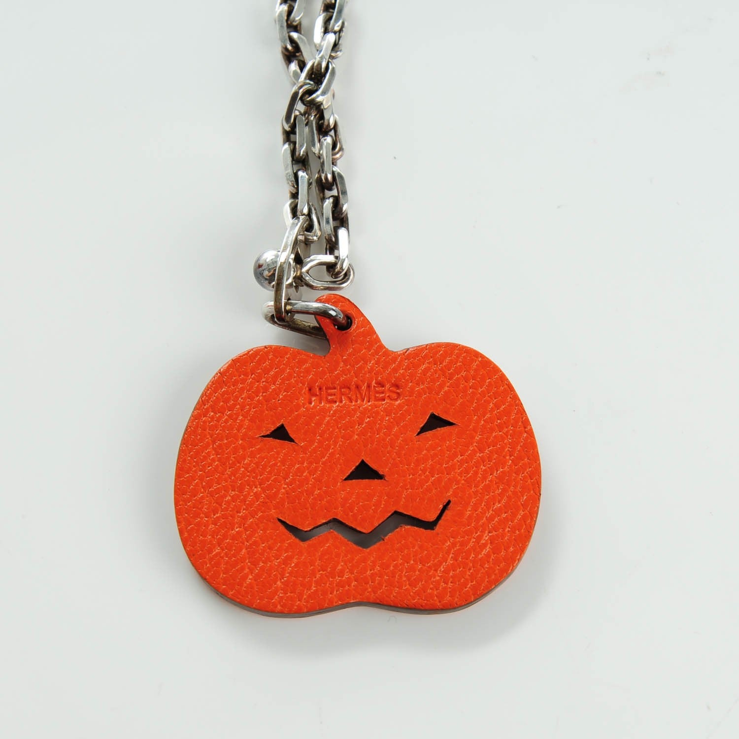 Hermes Chevre Pumpkin Key Chain Bag Charm Orange 5 of 5