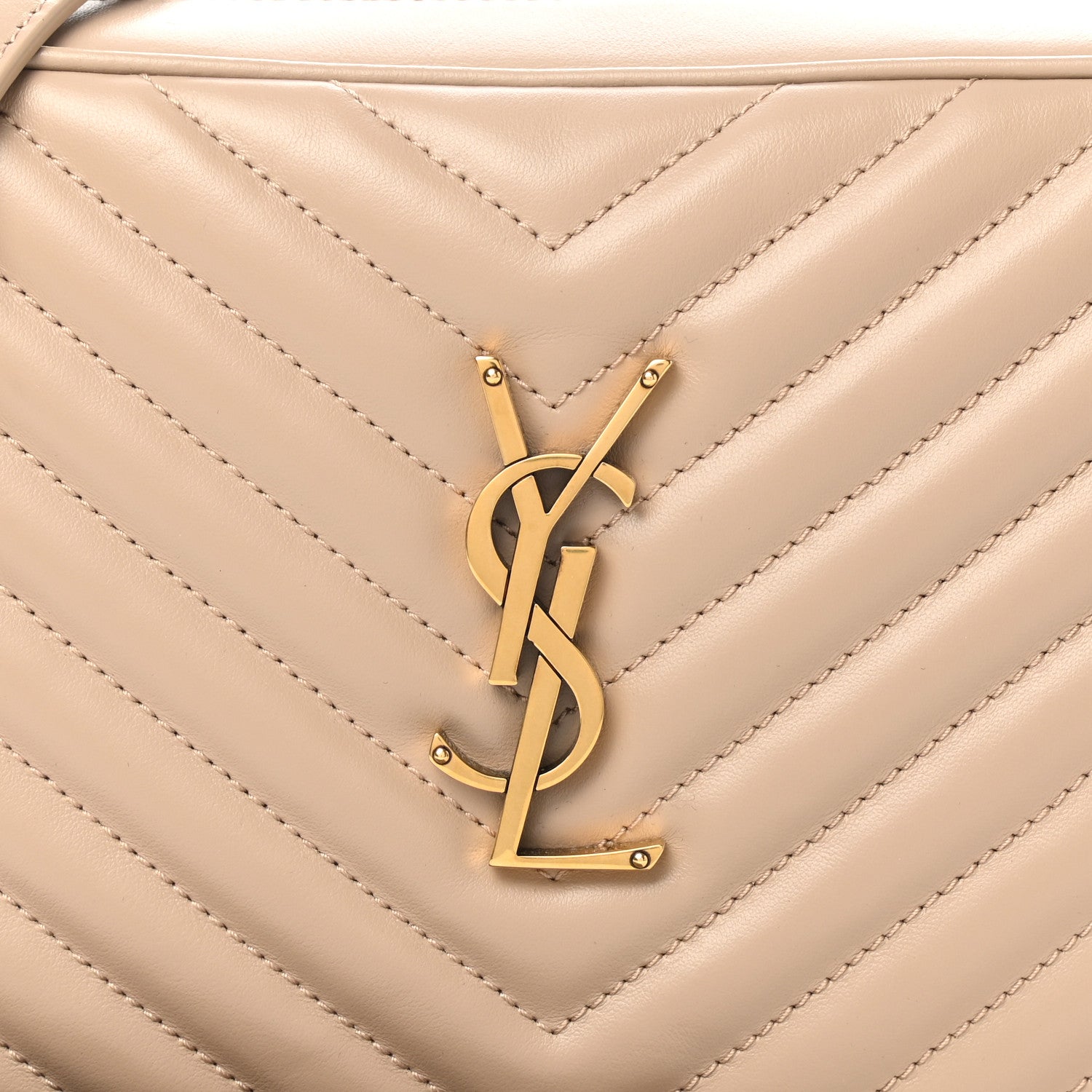 Saint Laurent Calfskin Matelasse Monogram Lou Camera Bag Dark Beige 8 of 10