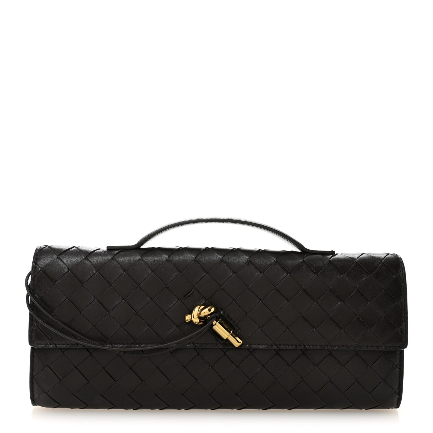 Nappa Intrecciato Long Andiamo Top Handle Clutch Fondant