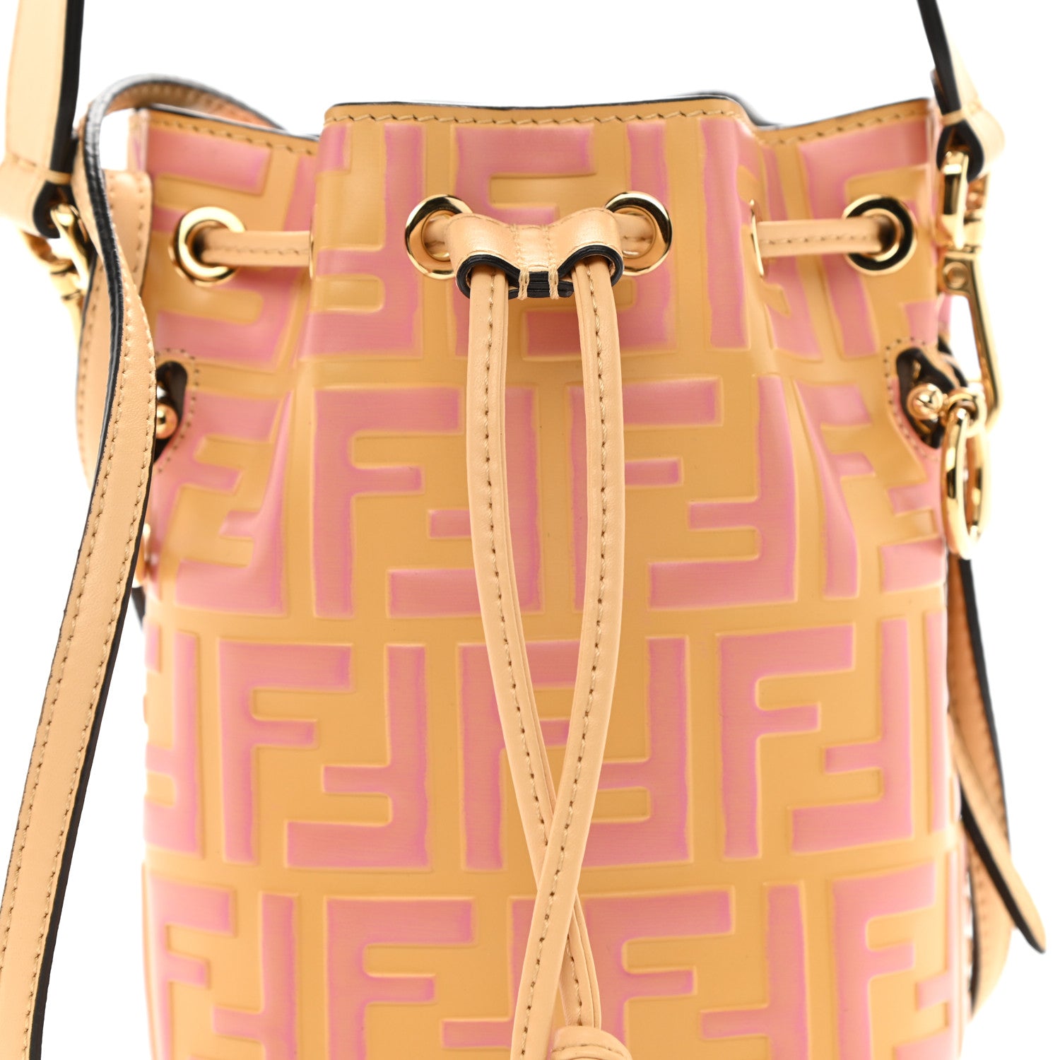 Fendi Vitello Liberty F is Fendi Bi-Color FF 1974 Embossed Mini Mon Tresor Bucket Bag Savana Lollypop 8 of 8