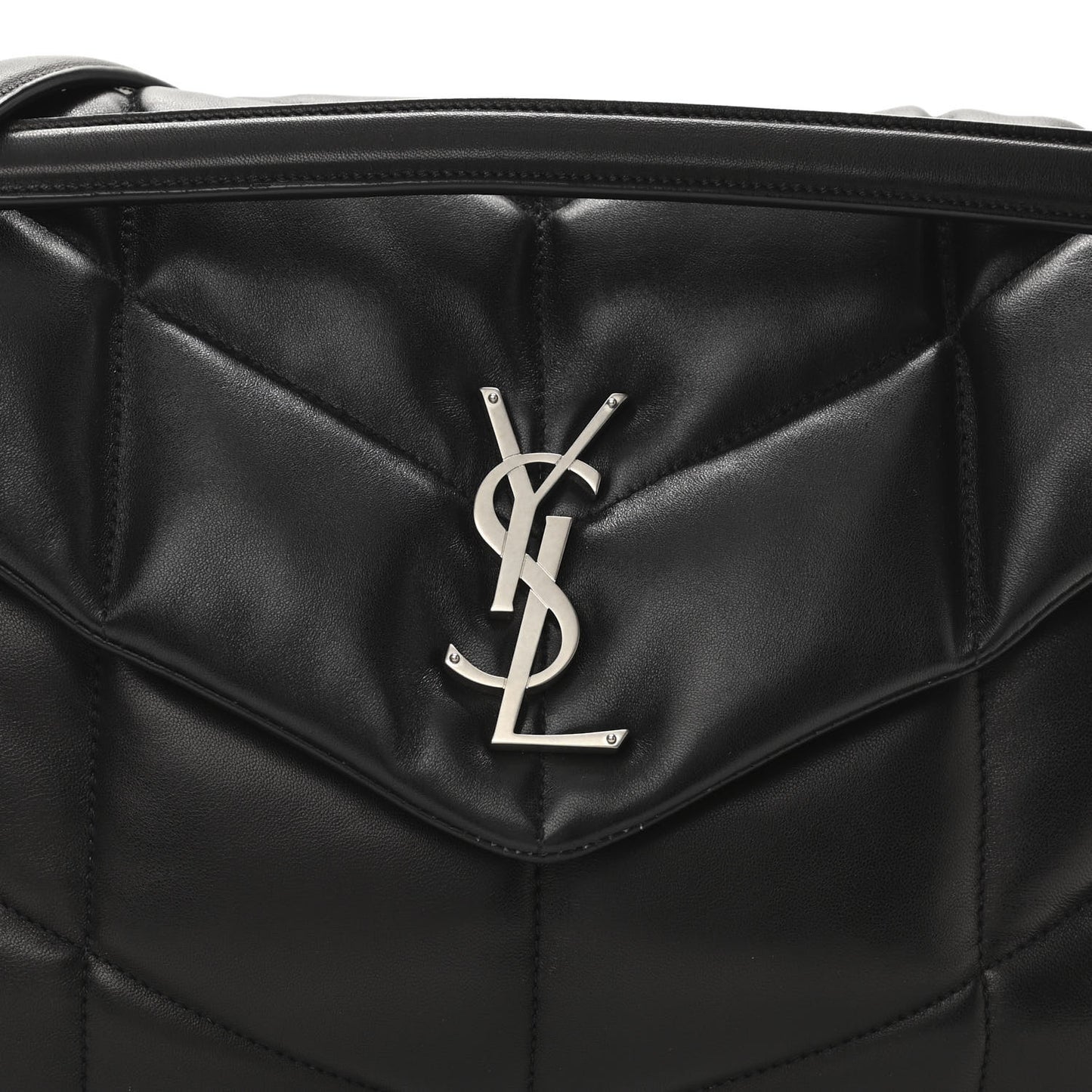 Lambskin Quilted Medium Loulou Puffer Monogram Chain Satchel Black
