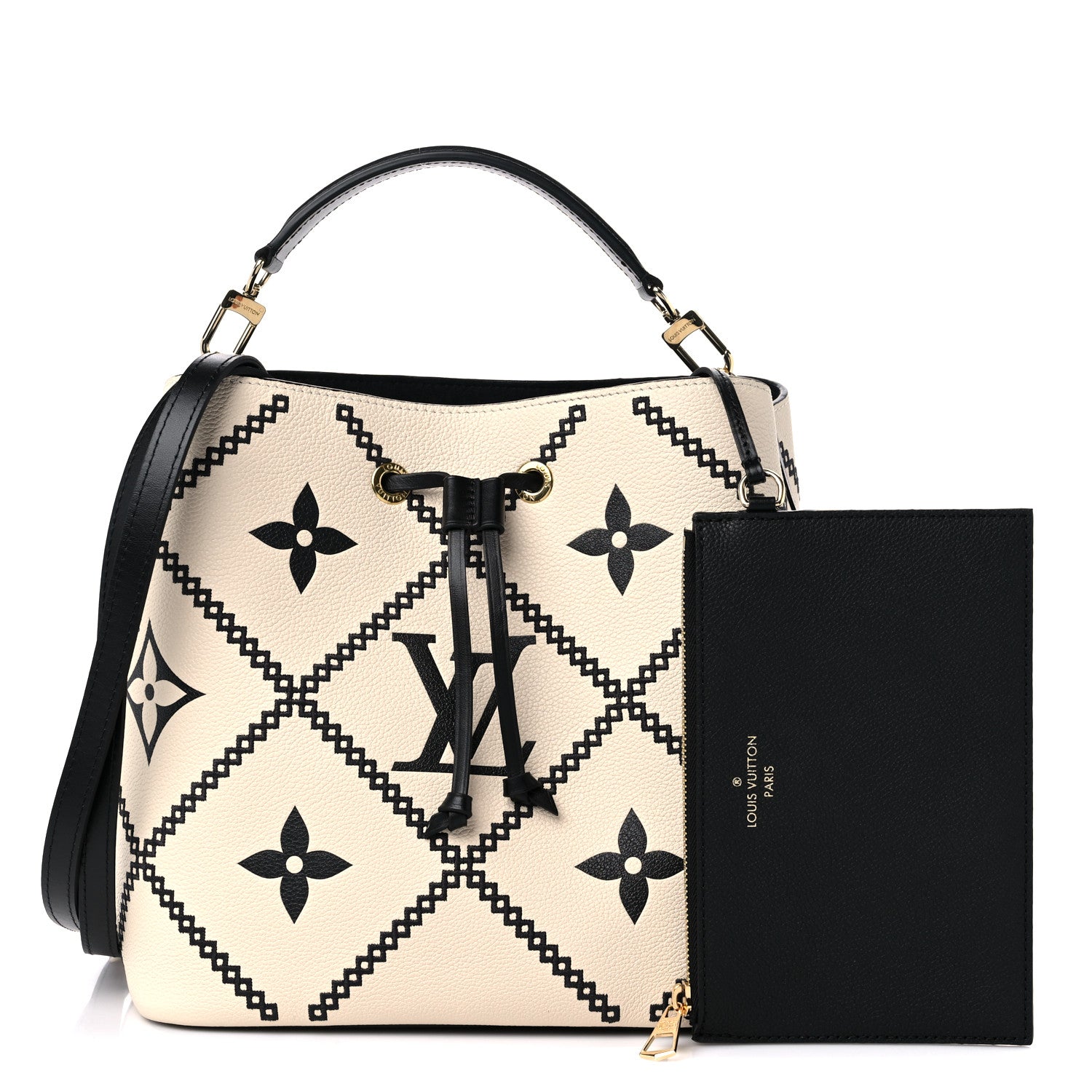 Louis Vuitton Empreinte Monogram Giant Broderies Neonoe MM Cream Black 1 of 11