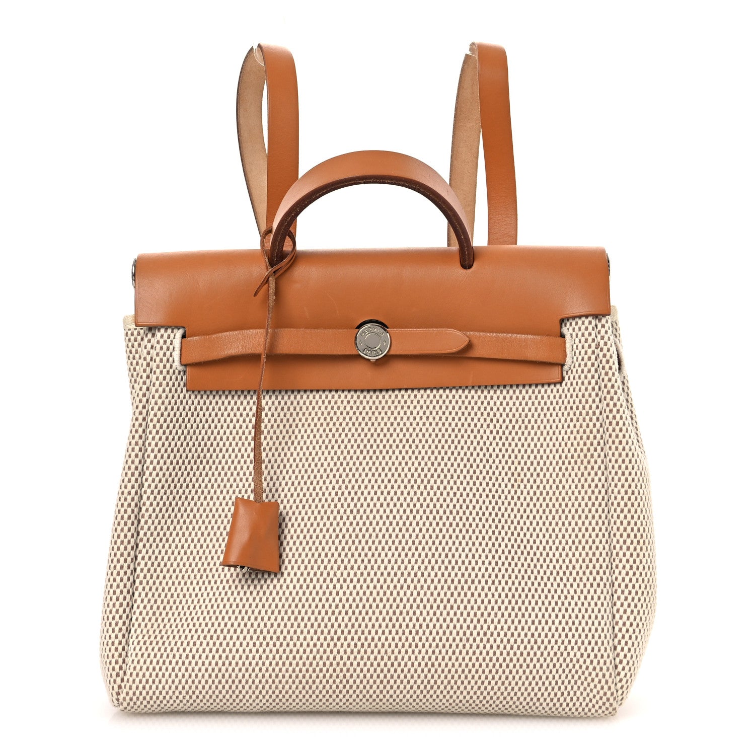 Hermes Toile Vache Calfskin Herbag 30 PM Backpack Natural 8 of 15