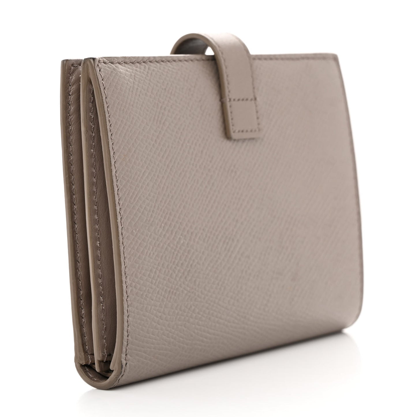 Grained Calfskin Medium Multifunction Strap Wallet Pebble