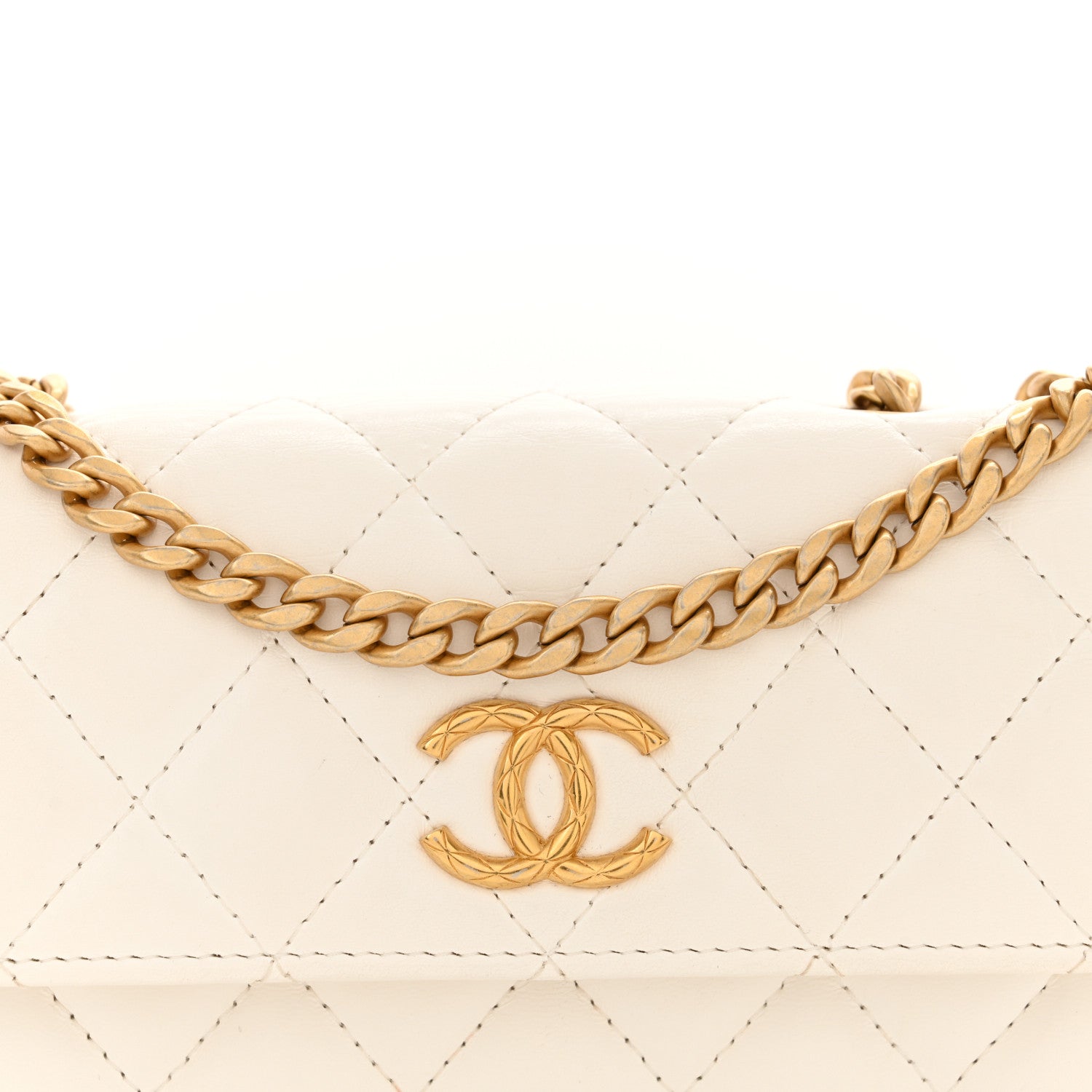 Chanel Lambskin Quilted Pillow Crush Flap Phone Holder With Chain White 9 of 15