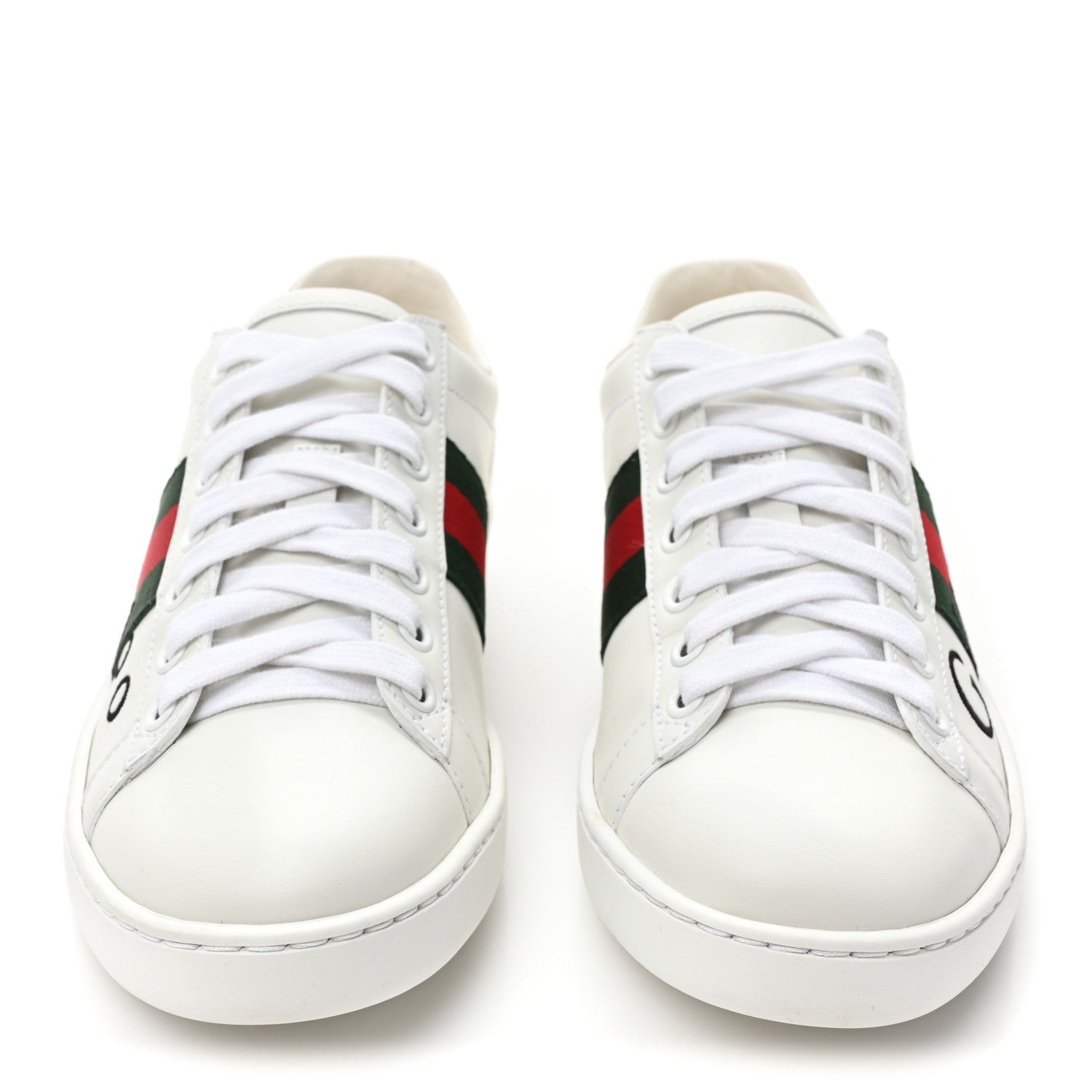 Gucci Calfskin Gucci 100 Womens Ace Sneakers 35 White Hibiscus Red 2 of 11