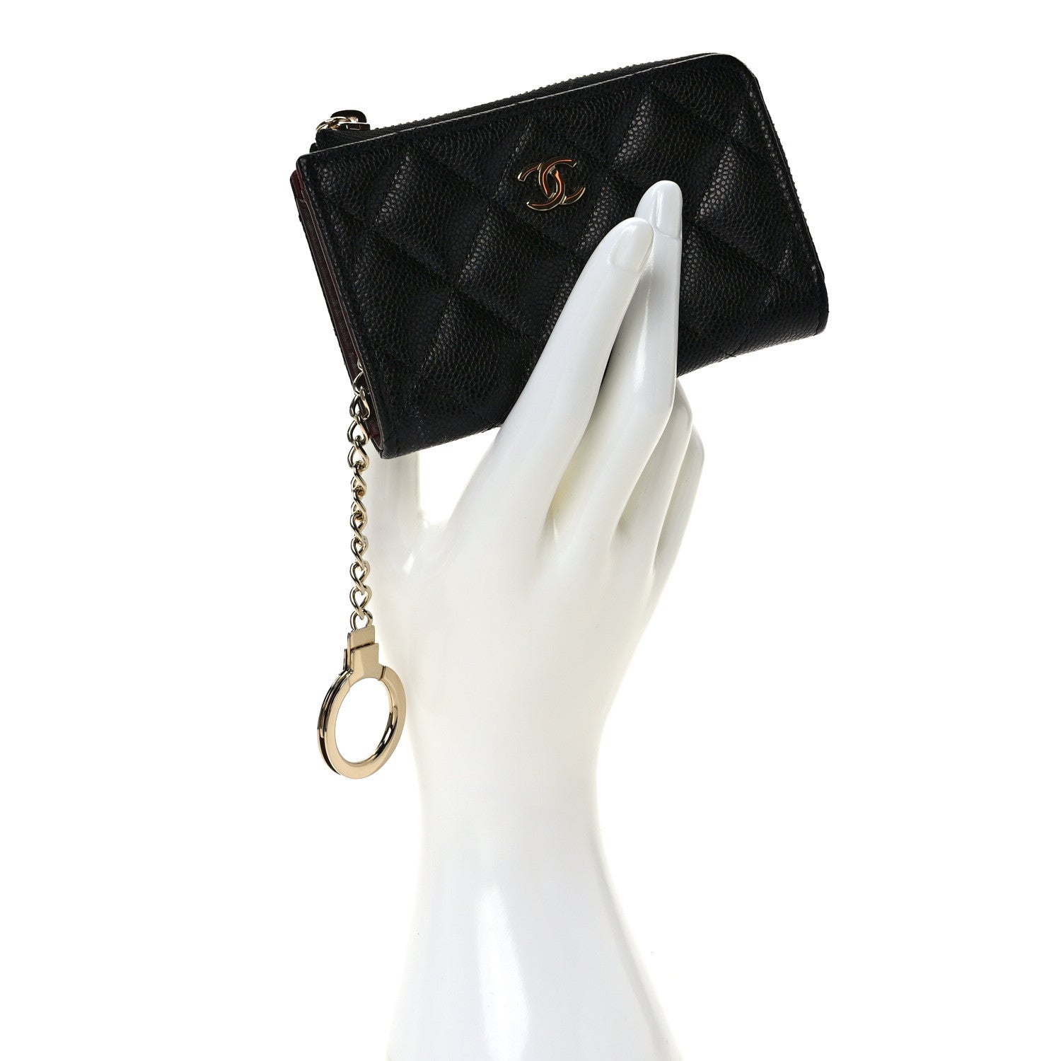 Chanel Caviar Quilted Zipped Key Holder Case Black 2 of 9