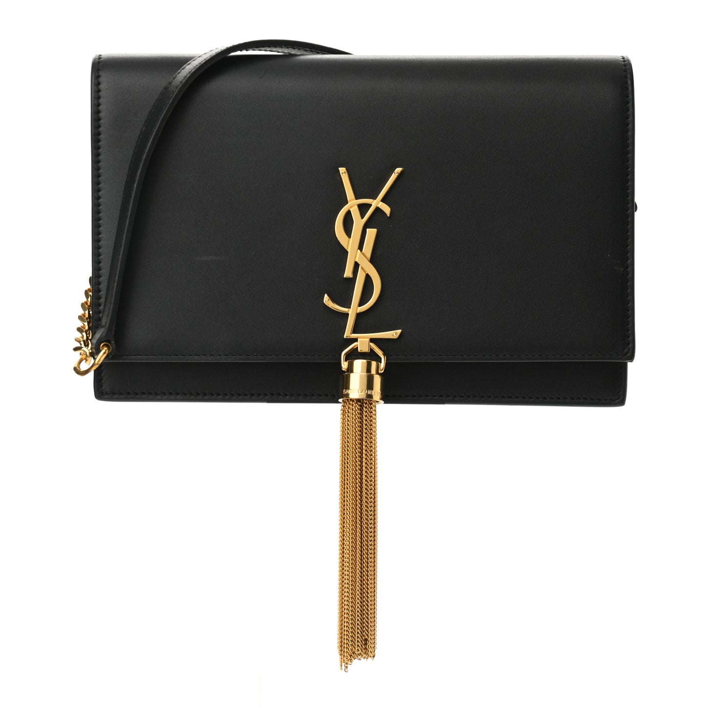 Smooth Calfskin Classic Monogram Kate Tassel Chain Wallet Black