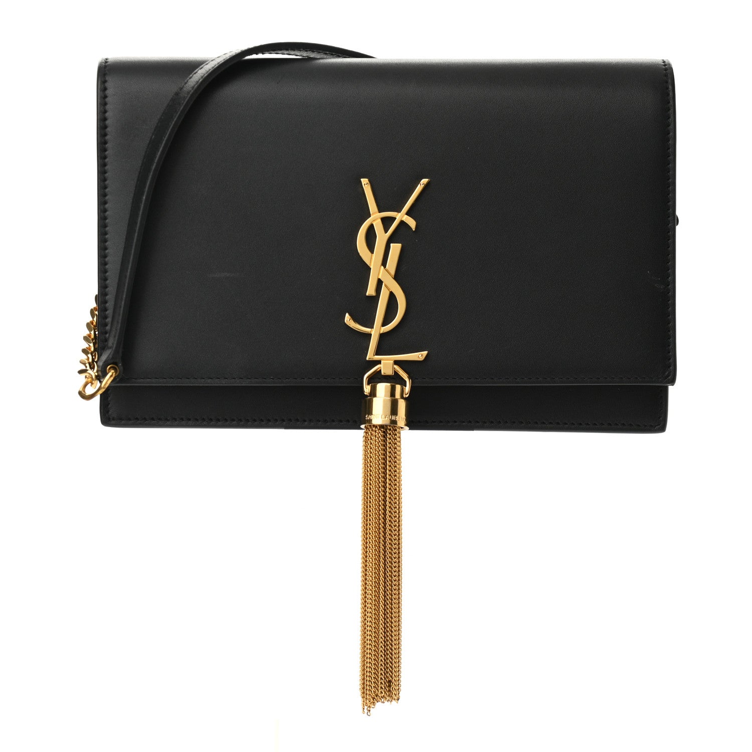Saint Laurent Smooth Calfskin Classic Monogram Kate Tassel Chain Wallet Black 1 of 10