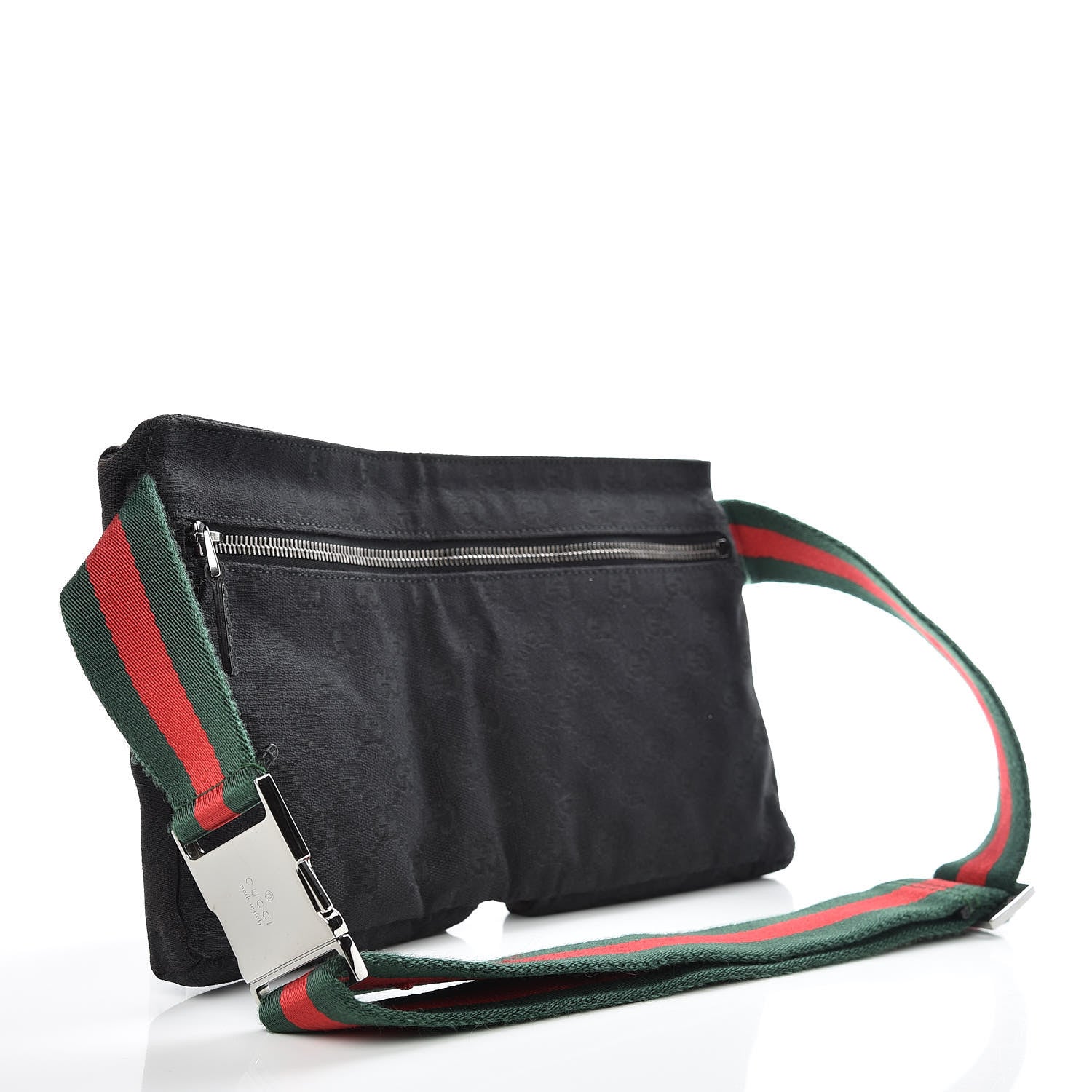 Gucci GG Monogram Web Double Pocket Belt Bag Black 3 of 12