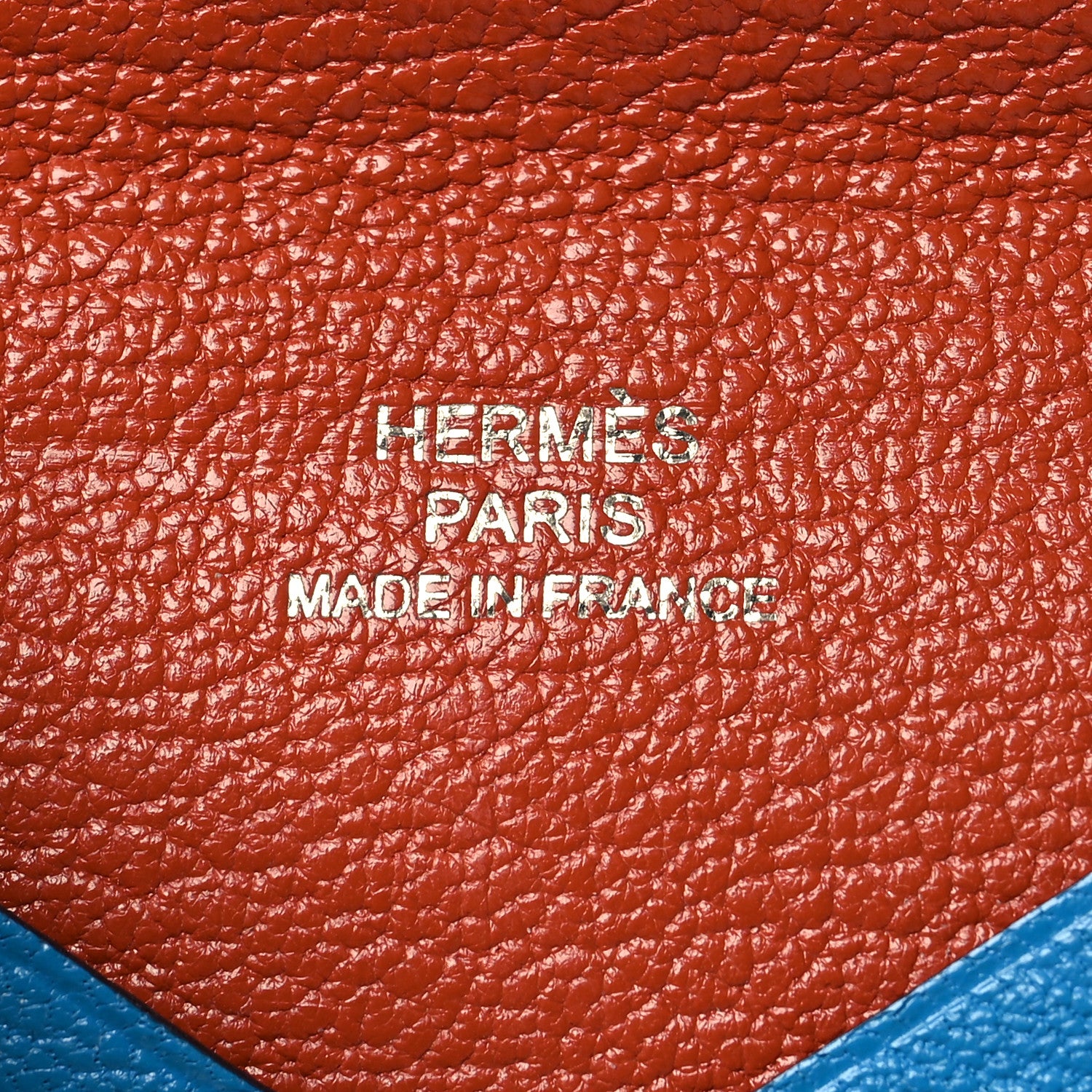 Hermes Chevre Mysore Verso Calvi Card Case Bleu Frida Cuivre 8 of 13