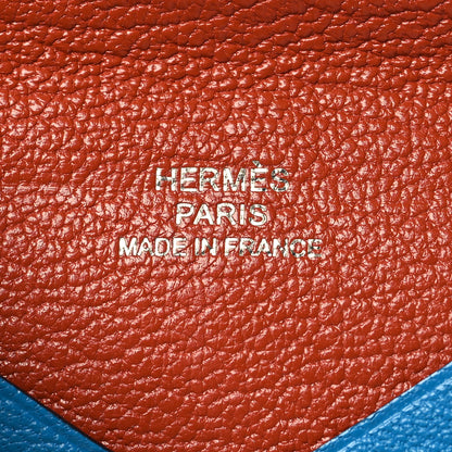 Hermes Chevre Mysore Verso Calvi Card Case Bleu Frida Cuivre 8 of 13