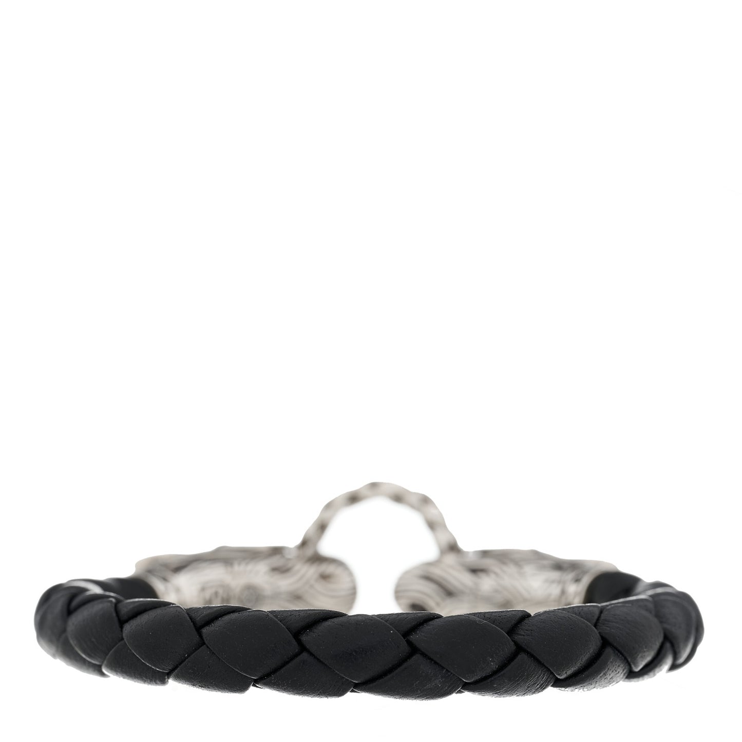 Sterling Silver Leather Naga Dragon Legend Bracelet Black