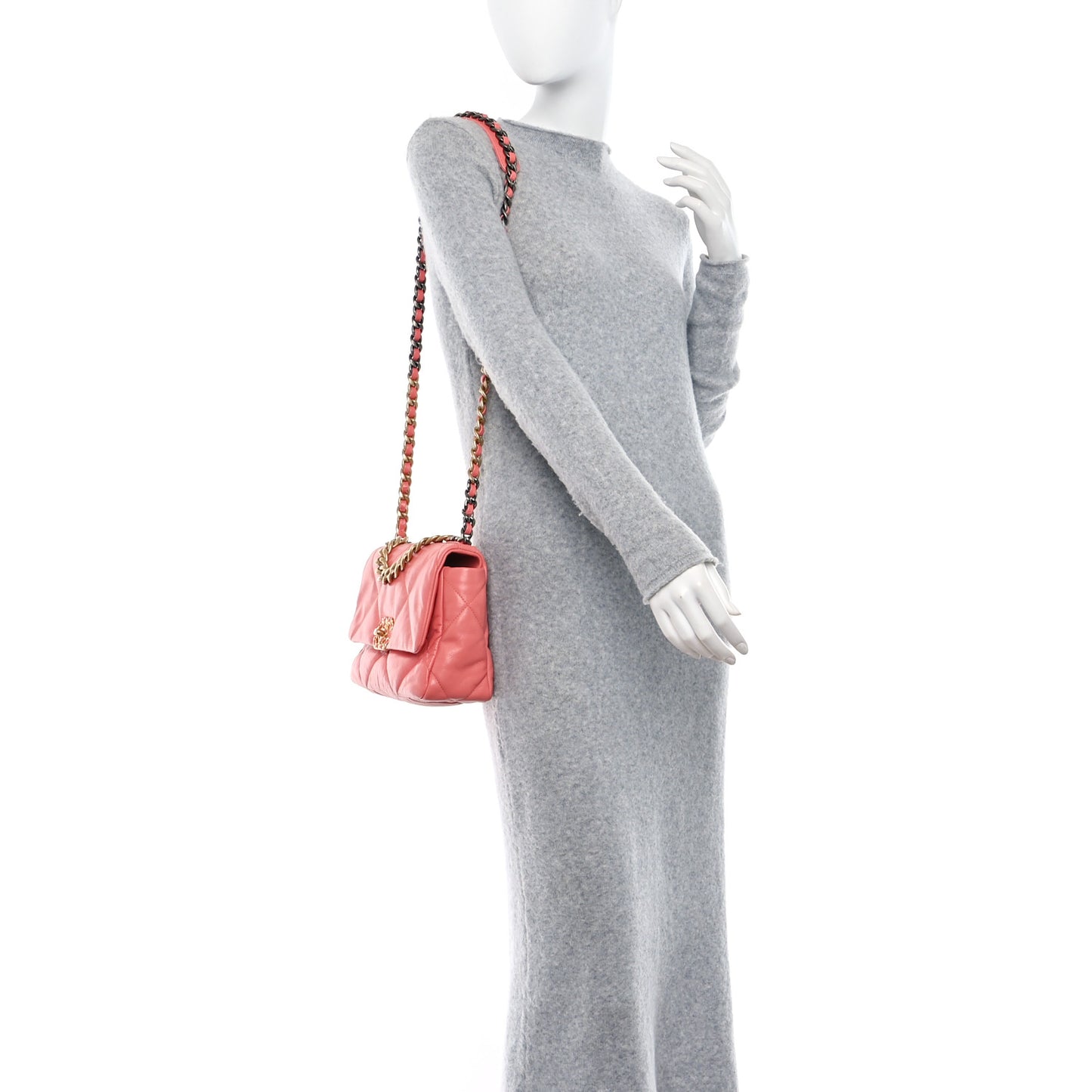 Goatskin Quilted Medium Chanel 19 Flap Pink