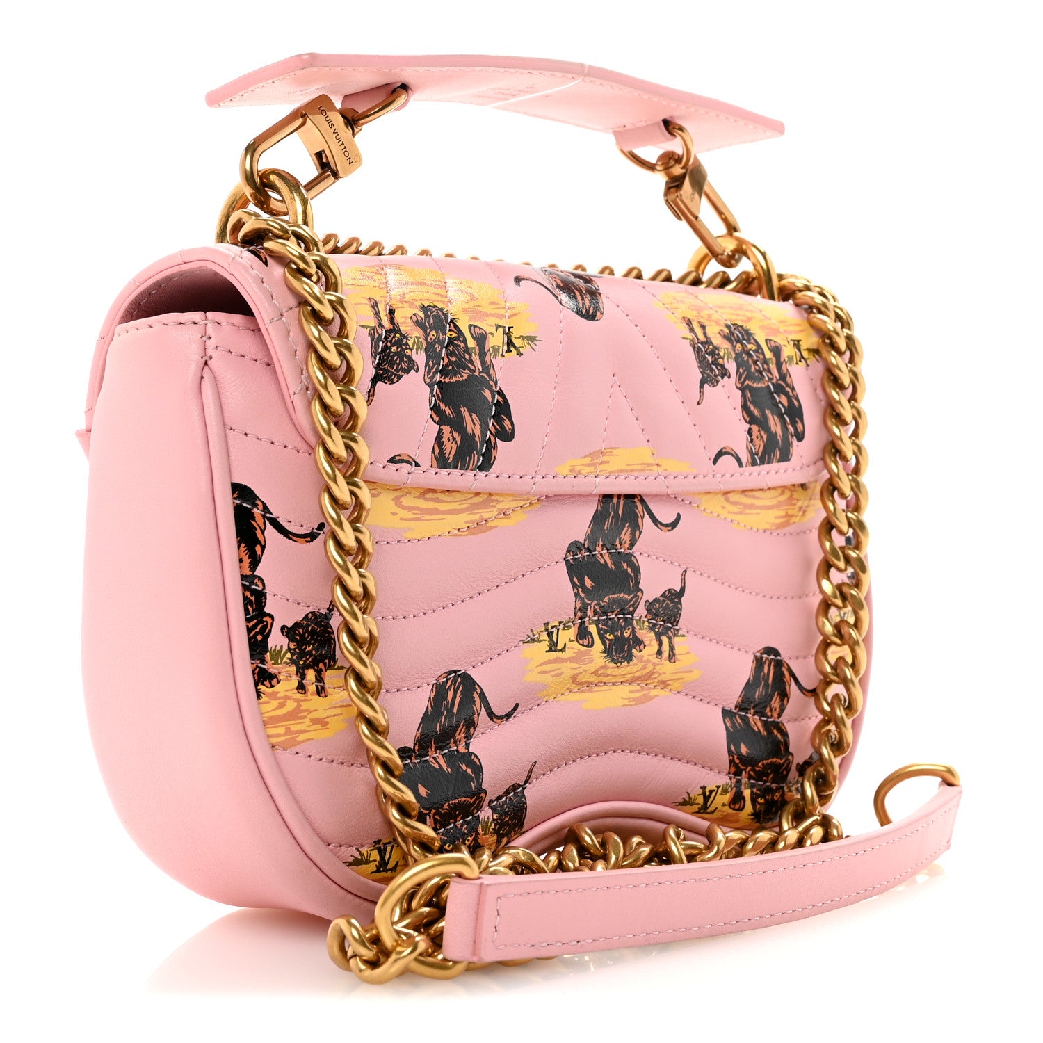 Louis Vuitton Calfskin Leopard Print New Wave Chain PM Light Pink 3 of 13