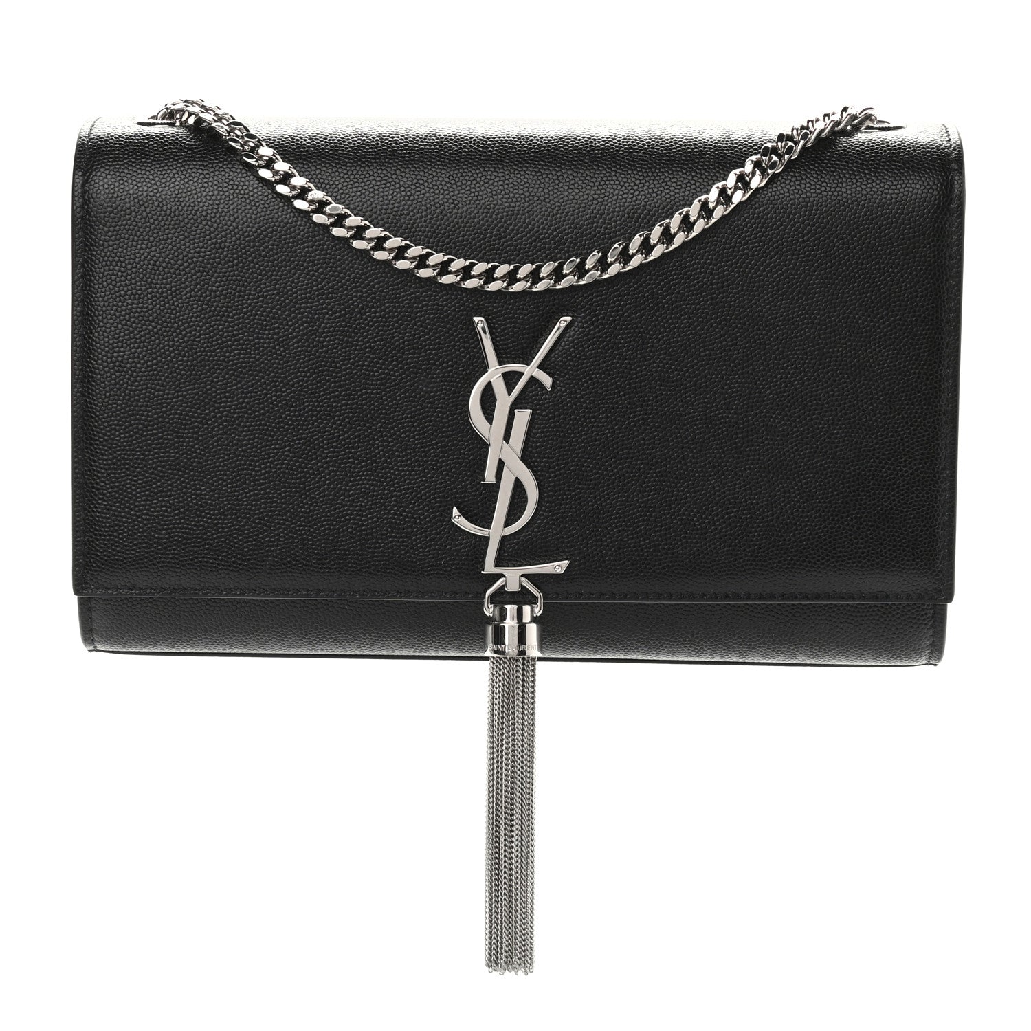 Saint Laurent Grain De Poudre Medium Classic Monogram Kate Tassel Satchel Black 1 of 8