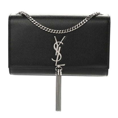 Saint Laurent Grain De Poudre Medium Classic Monogram Kate Tassel Satchel Black 1 of 8