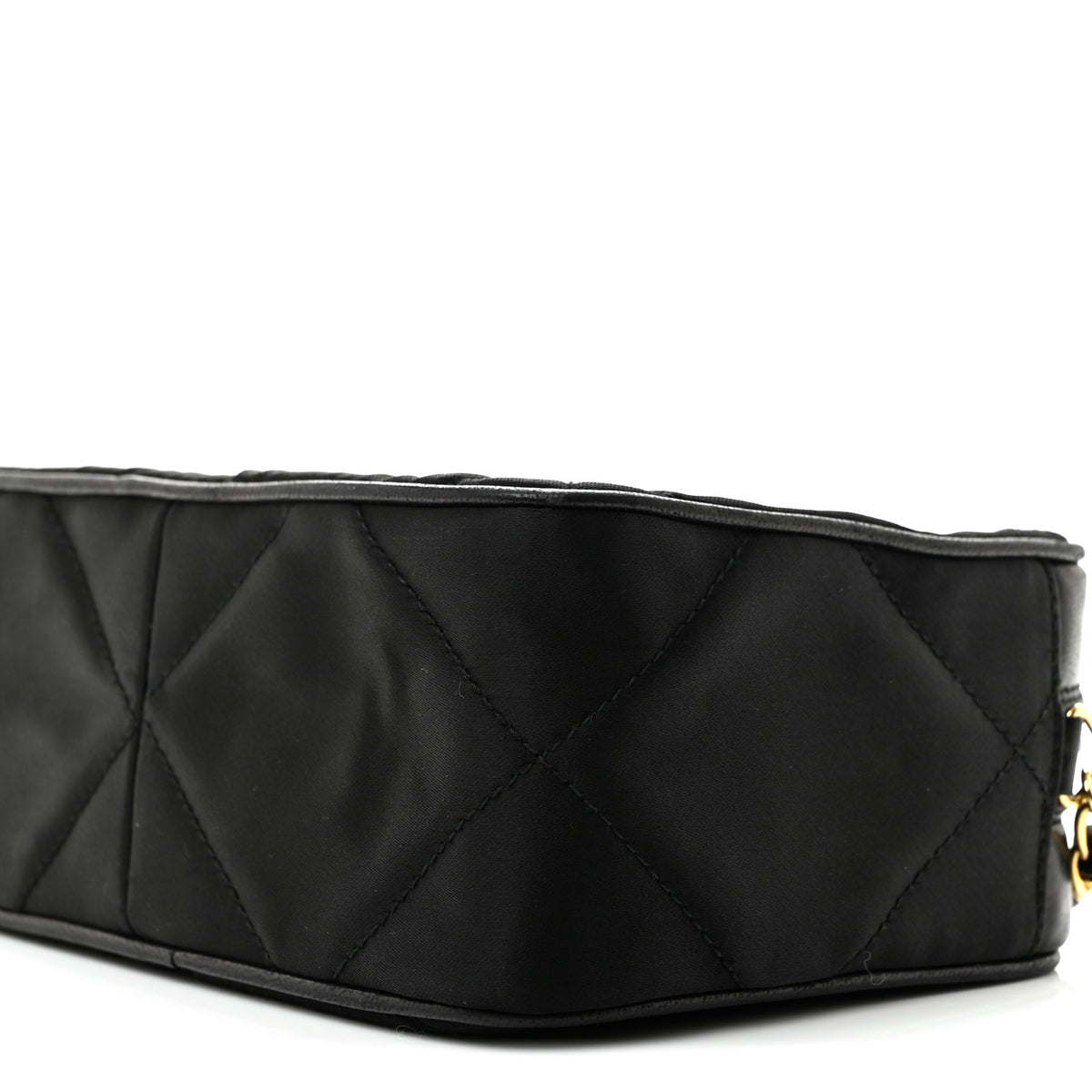 Satin Quilted Tassel Camera Case Black