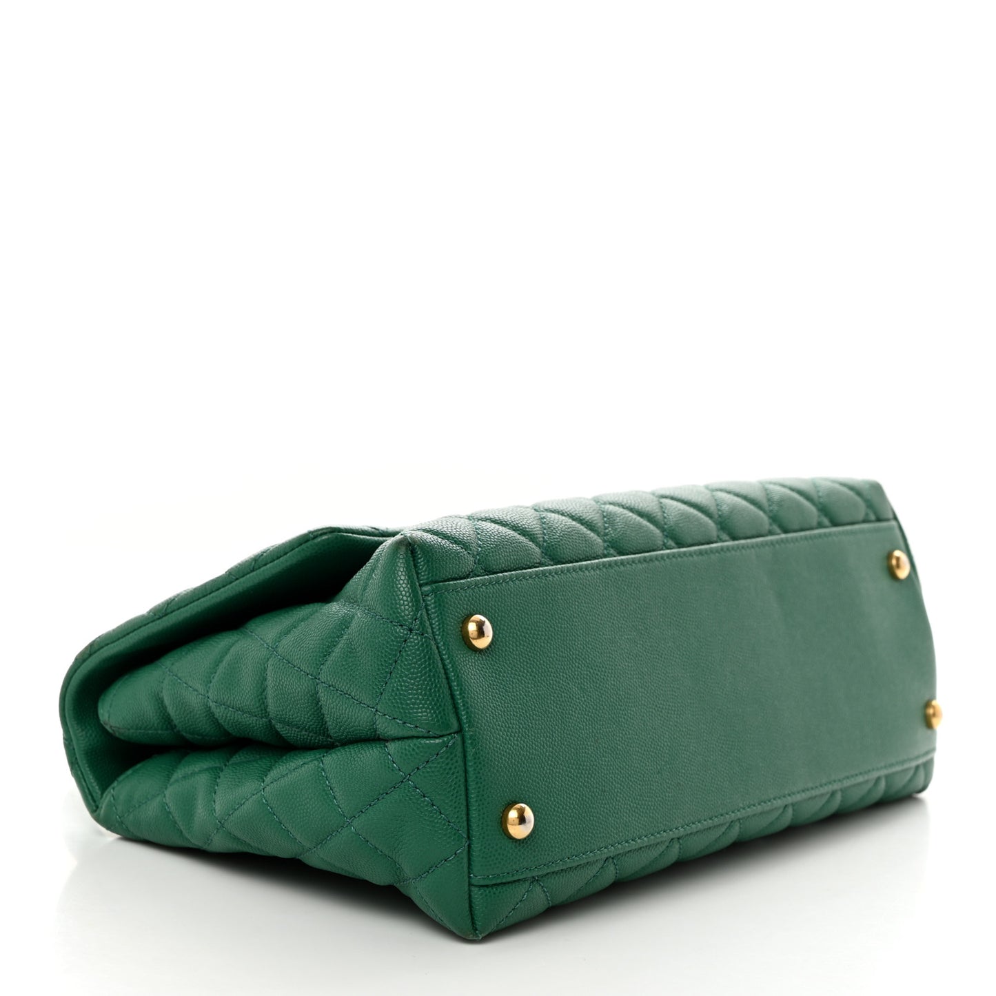 Caviar Quilted Small Coco Handle Flap Green