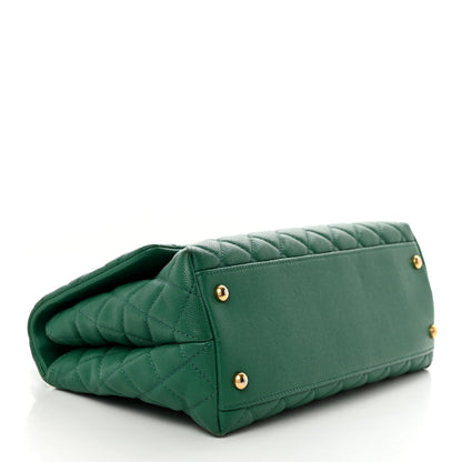 Chanel Caviar Quilted Small Coco Handle Flap Green 4 of 10