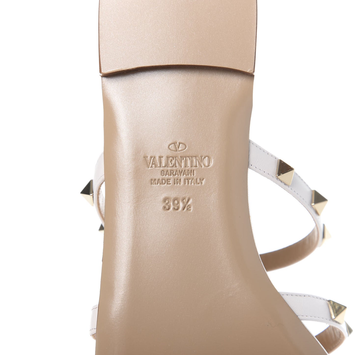 Nappa Rockstud Caged Flat Slide Sandals 39.5 Bianco Ottico