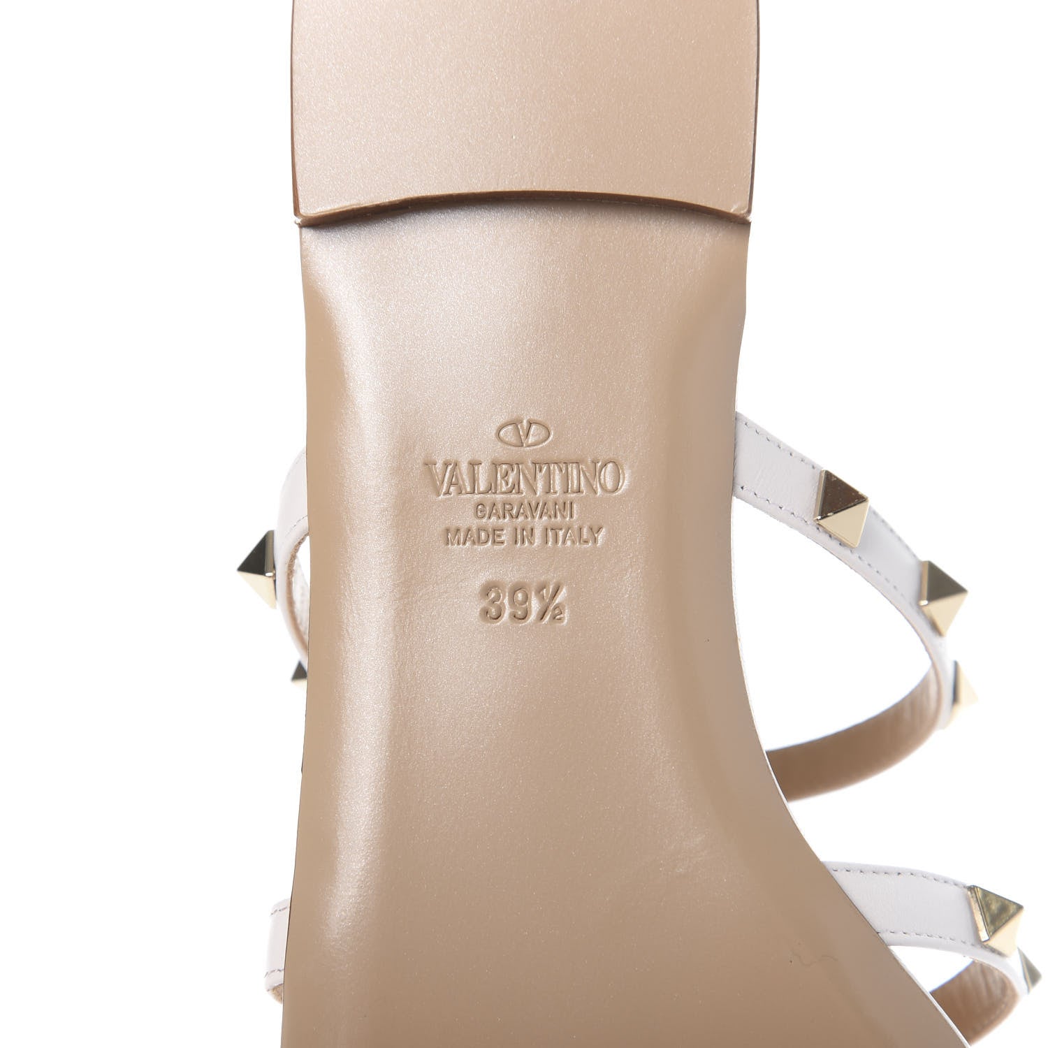 Valentino Garavani Nappa Rockstud Caged Flat Slide Sandals 39.5 Bianco Ottico 7 of 7