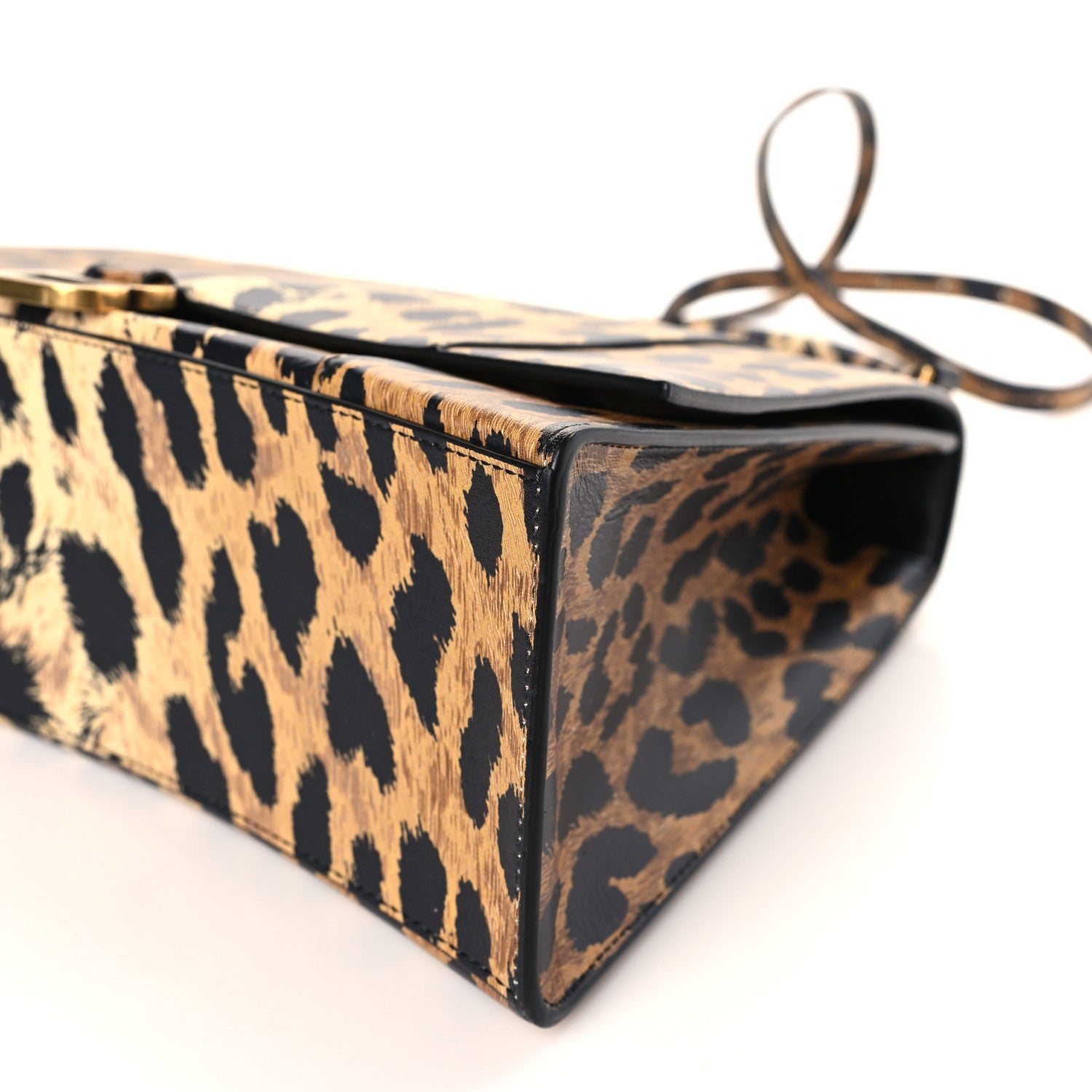Balenciaga Smooth Calfskin Leopard Print Medium Hourglass Top Handle Bag Beige 9 of 9