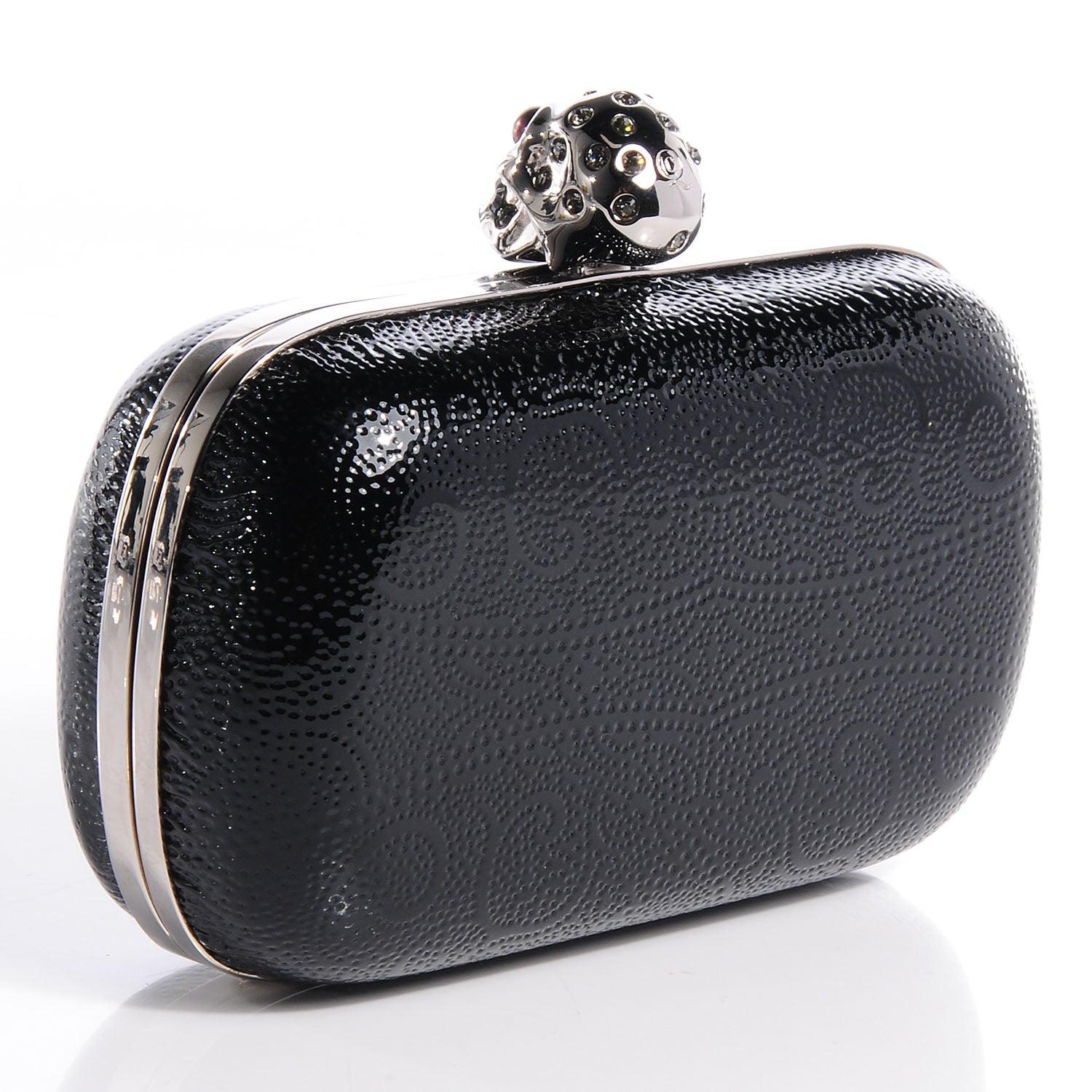 Alexander McQueen Patent Leather Skull Box Clutch Black 3 of 9